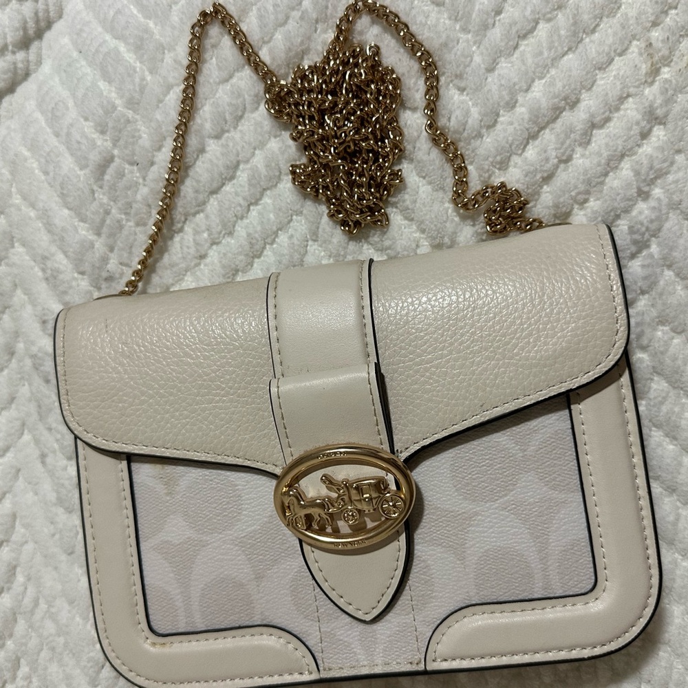 Coach Cream and Gold Crossbody Bag